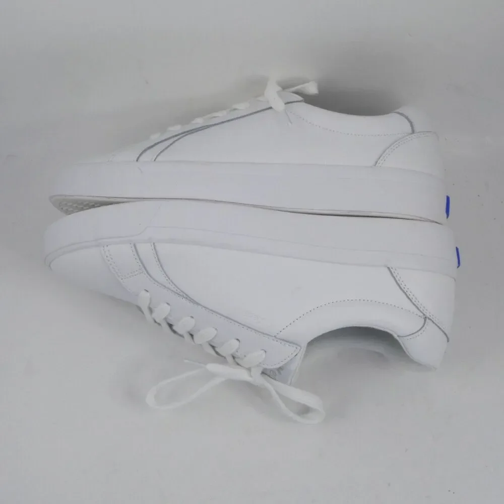 Keds Women's US 9.5 Pursuit Lace Up White Leather with Blue Accent NWOB